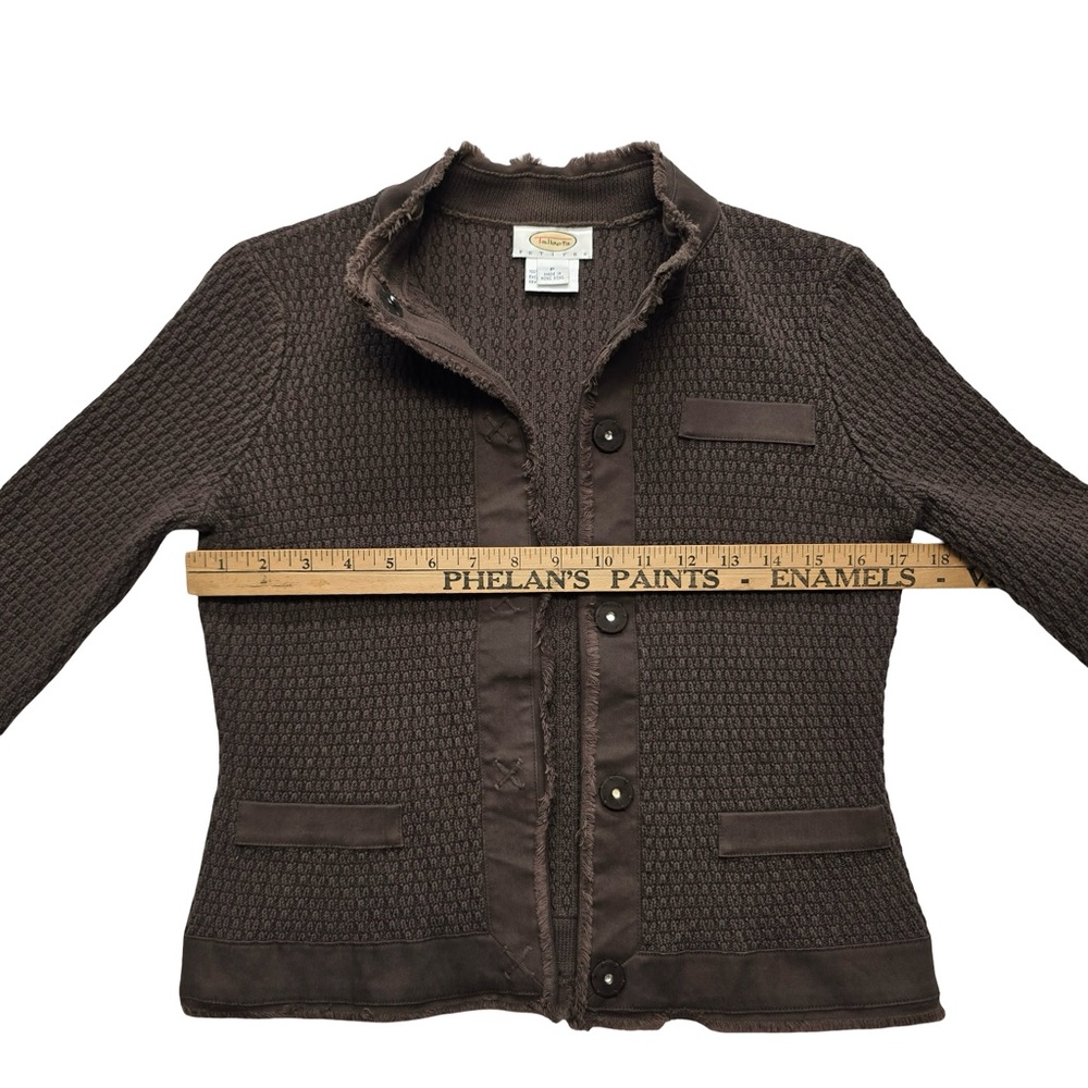 Talbots Petites Knit Jacket Button Front Chocolat… - image 7